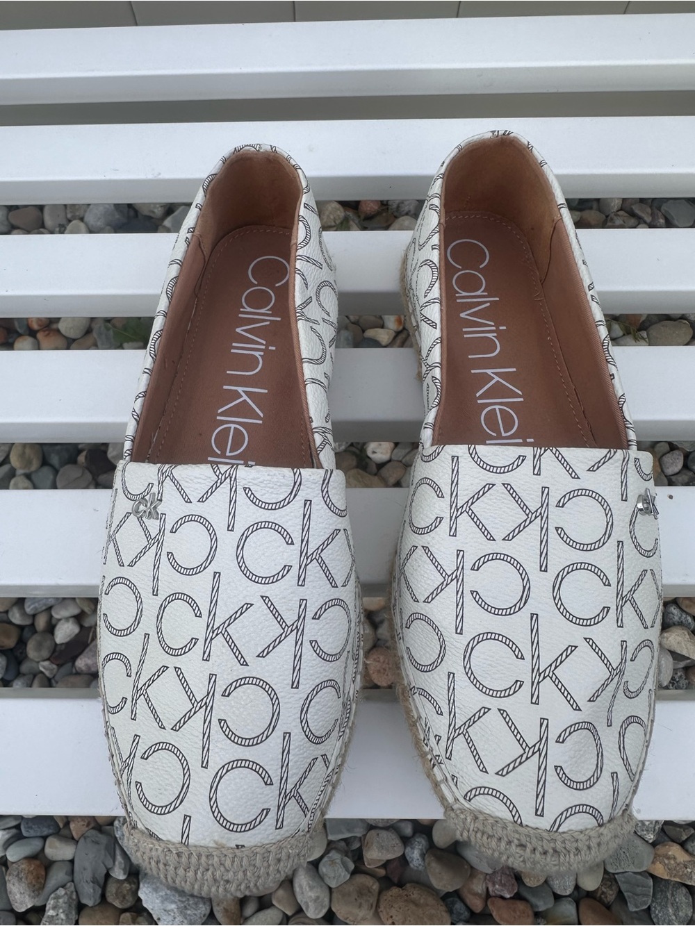 Calvin Klein White Logo Espadrille Slip-Ons